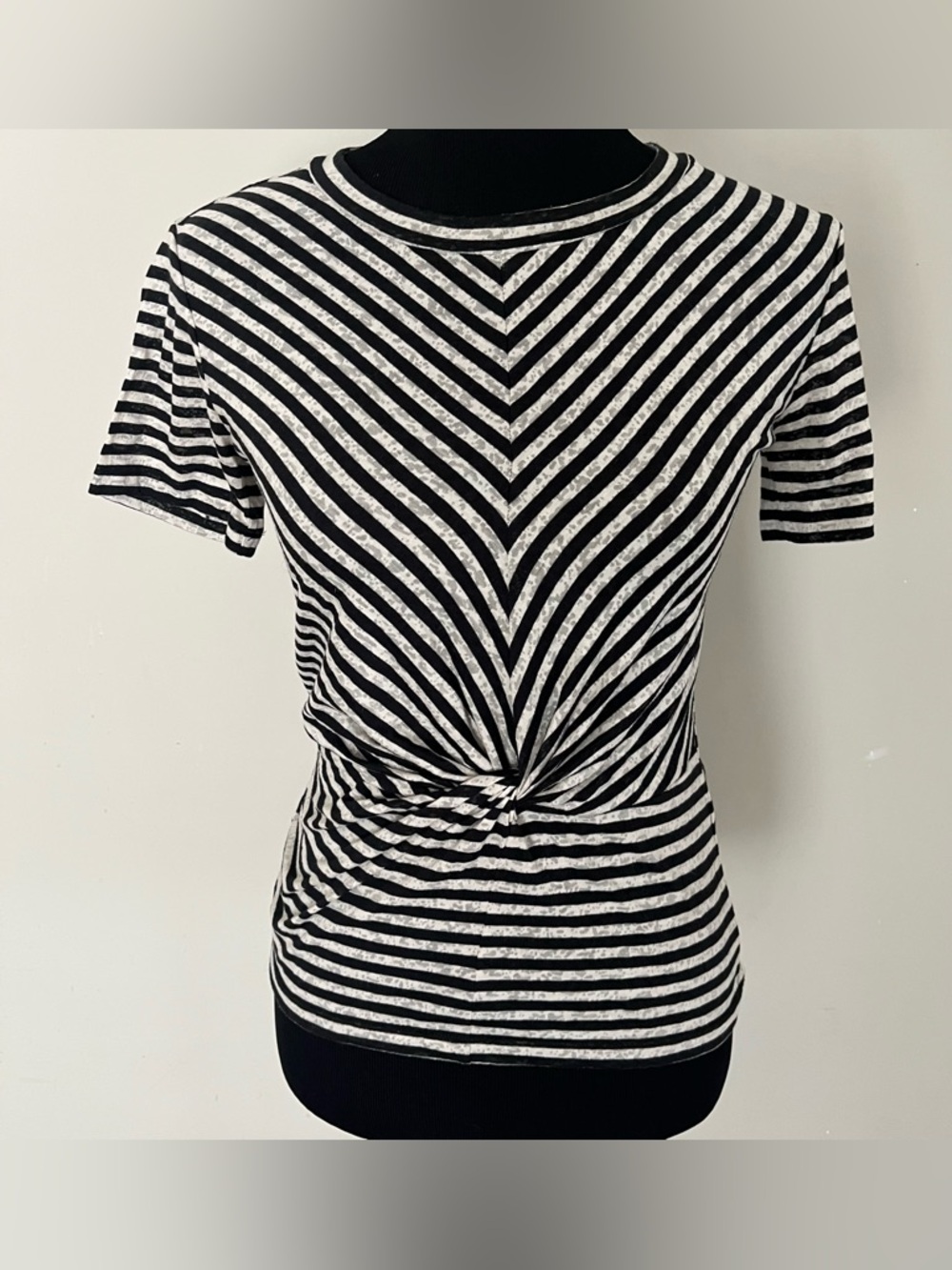 AllSaints Jess Stripe Tee Twist Front Faux Knot Women’s Size Small